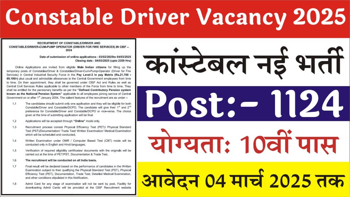 Constable Driver Vacancy 2025