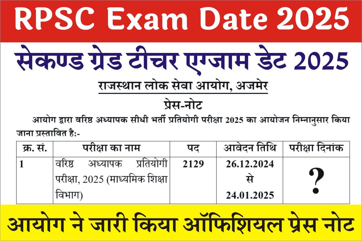 RPSC 2nd Grade Exam Date 2025