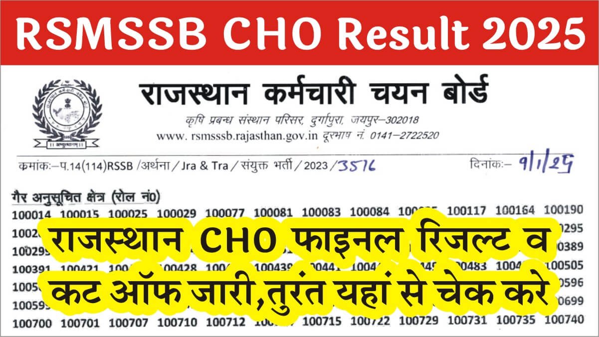 RSMSSB CHO Final Result 2025