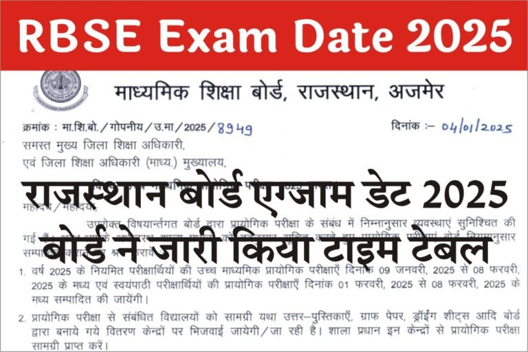 Rajasthan Board Practical Date 2025