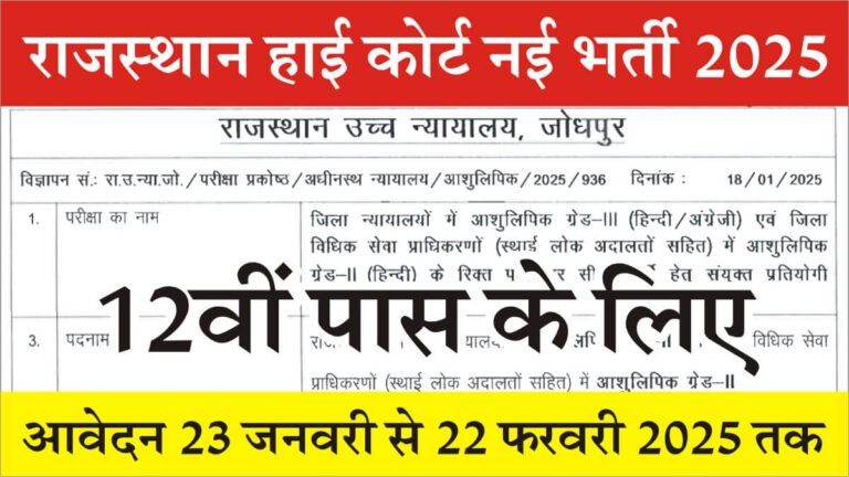 Rajasthan High Court Vacancy 2025